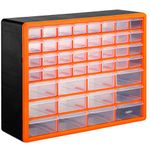 VonHaus 44 Multi Drawer Organiser for Small Parts - DIY Tool Bits, Fixings, Fishing Tackle, Crafts - Black/Orange