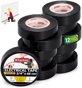 XFasten Black Electrical Tape 3/4 Inch x 66ft 12-Pack UL/CSA Listed High Temp Vinyl Automotive Electric Tape Black Tape Electrical Tape Black Wire Tape Electrical Black Electric Tape Waterproof