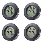 Veanic 4-Pack Mini Hygrometer Thermometer Fahrenheit or Celsius Meter Digital LCD Indoor Room Round Humidity Temperature Gauge for Humidors Home Greenhouse Babyroom Reptile Incubator