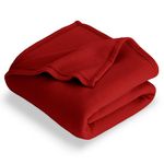 Bare Home Polar Fleece Blanket - Throw Blanket - Red - Warm & Cozy - Premium Fleece Blanket - Blanket for Bed, Sofa, Camping, Travel and Cold Nights - Lightweight Blanket (Throw, Red)