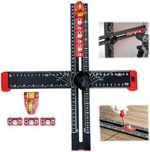 4-in-1 Drilling Ruler, Adjustable 14 inches/35 cm Multi-Function T-Square, Woodworking Marking Tool, Cabinet Hole Drilling Template for Precise Drilling Angle Measurement and Marking