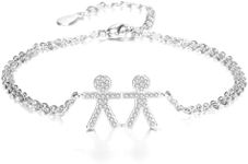 JANMANY S925 Sterling Silver Friendship Bracelets - Best Friend Bracelet, Matching Bracelets for Sisters, Adjustable, with Gift Box, 8.7 INCHES, Stone, no gemstone