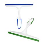 2PCS Squeegee, Multi-Purpose Shower Glass Rubber Squeegees, 22 x 27cm Window Glass Cleaner Scraper for Bathroom Mirror Glass Window Floor (Green/Blue)