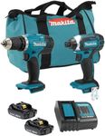 Makita DLX2141Y02 18V LXT Cordless Compact 2-Tool Combo Kit with 2 Batteries (1.5 Ah), Charger & Tool Bag