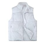 Allthemen Mens Winter Gilet Quilted Padded Vest Body Warmer Lightweight Sleeveless Jacket with Zipper Pockets White XL