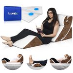 Lunix LX5 4pcs Orthopedic Bed Wedge Pillow Set, Post Surgery Memory Foam for Back, Neck and Leg Pain Relief, Sitting Pillow, Comfortable and Adjustable Pillows Acid Reflux and GERD for Sleeping Brown