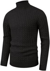 Hisir Jersey Cuello Alto Hombre Invierno Sueter Manga Larga Cálido Jerseys de Punto para Hombres (Gris Oscuro, M)
