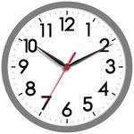 AKCISOT Wall Clock 8 Inch Silent Non-Ticking Modern Clocks Battery Operated - Analog Small Classic for Office, Home, Bathroom, Kitchen, Bedroom, School(Gray)