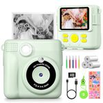 Kids Camera, 1080P Instant Camera for Kids, 16x Digital Zoom Kids Camera for Girls, 32GB Card, 3 Rolls Print Paper, Birthday Christmas Kids Toys Gifts Selfie Childrens Digital Camera for Kids Age 3-12