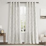 Nanspring Brown Curtains 90 Inches Long for Living Room Brown Stars Pattern Floor Length European Farmhouse Grommet Room Darkening Embroidery Drapes for Bedroom Sliding Patio Door 2 Panels Set