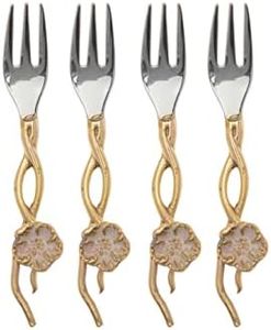 Godinger Dessert Forks, Salad Forks with Gold Handle, Set of 4