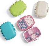 Daily Pill Organizer, 4 Pack 8 Compartments Portable Pill Case, Pill Box to Hold Vitamins, Cod Liver Oil (Blue,Pink,Khaki,Green)