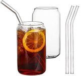 KELVEE Can-Shaped Beer Glasses Pack of 2, 500ml - Dishwasher-Safe Glass Cups for Drinking Water, Iced Coffee, Soda, Juice, Cider, Cocktails, Margaritas, Smoothies, Boba Milk Tea, Milkshakes (KENI - 2)