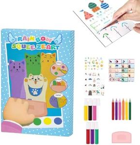 Rainbow Squeeze Art Kit, 2026 New Upgrade Rainbow Art Kit Magic Rainbows Scratch Paper Art Set, Creative Squeegee Painting Kit DIY Postcards Scratch for Birthday Party Favors Novelty (Set A)