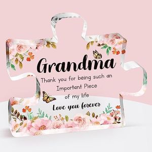 Gifts for Grandma - Delicate Grandma Birthday Gifts from Grandkids - Engraved Acrylic Puzzle Piece 3.9 x 3.3 inch - Mothers Day Thanksgiving Birthday Gifts for Grandma Grandmother, Ideas