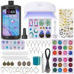 LET'S RESIN UV Resin Kit with Lamp, 153Pcs Resin Jewelry Making Kit with 250g Crystal Clear Low Odor UV Resin, UV Lamp, Resin Accessories, Epoxy Resin Starter Kit for Keychain, Jewelry, Home Decor