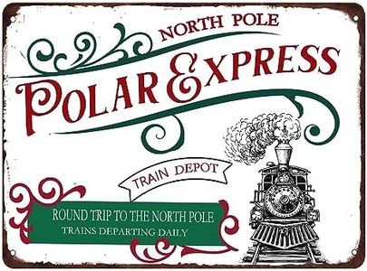 Polar Express Train Depot the North Pole Metal Sign Vintage Retro Christmas wall Decor sign for home Cafe Bar Farmhouse Art Winter Decoration Plaque 8x12 inch