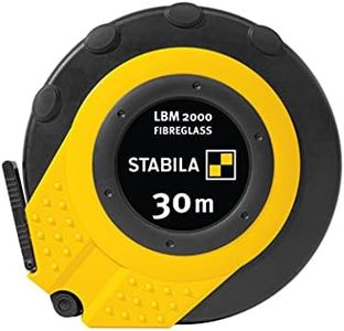 Stabila Capsule Tape Measure LBM 2000 Fibreglass 30 m Fibreglass Measuring Tape with Metric Scale and Kink Protection, Universal Hook, Shatterproof Capsule, MID Accuracy, LBM 2000, 30 m, Black/Yellow