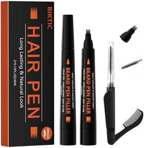 3-Pack Beard Pencil Filler for Men (Black), Four-fork Tip Beard Styling Pen, Waterproof Sweat Proof Long Lasting Beard Pencil,Effectively Enhances Facial Hair
