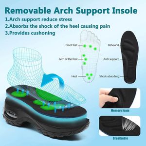 Women’s Slip-On Walking Shoes – Arch Support, Lightweight, Black, UK 6