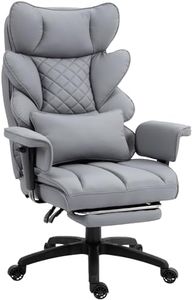 Dowinx Big and Tall Office Chair with Pocket Spring Cushion,High Back Computer Gaming Chairs with Adjustable Armrests and Lumbar Support,Executive Desk Chairs with Footrest(PU Leather,Grey)
