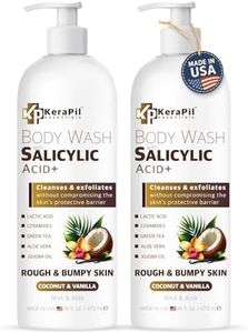 KERAPIL Exfoliating Body Wash with Salicylic Acid - No Dry Out, Gentle Exfoliates Rough and Bumpy Skin, Body Acne Wash, BHA & AHA - Coconut and Vanilla Salicylic Acid Body Wash - (16 fl oz x 2)