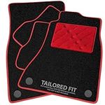 Car Mats FOR Hyundai Santa Fe HYBRID (7 Seater) 2021+ Black Carpet + Red Ribbed Trim + Red Rectangle Heel Pad [SAPP-2614]