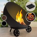 blumfeldt Fire Pits for Garden, Fire Bowl Camping Firepit Grill, Outdoor Wood Burners for Camp Firepit with Base Stand, Steel Outside Fireplace Log Burner, Circular Weatherproof Firebowl for Garden