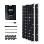 Renogy 200 Watt 12 Volt Monocrystalline Solar Panel Starter 20A Rover MPPT Charge Controller/Mounting Z Brackets/Tray Cable/Adaptor Kit for RV, Boats, Trailer, Camper, Marine,Off-Grid System, 200W