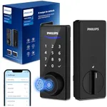 Philips Smart Lock with App Control, Fingerprint Smart Door Lock, Keyless Entry Door Lock, Smart Bluetooth Deadbolt Replacement, Auto Lock, Passcode Code Door Lock, Digital Keypad Deadbolt-Matte Black