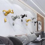 ZOVE Metal Wall Art Set Of 6 Aluminium Metal Running Man Wall Hanging Home Decoration Perfect for Living Room/Hotel/Restaurant/Bedroom/Drawing Room (Color : Electroplated Gold/Silver/Black