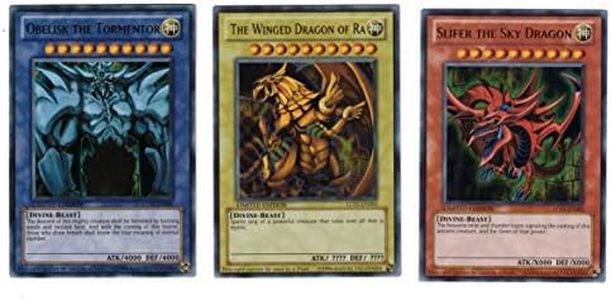 YuGiOh Legendary Collection Ultra Rare God Card Set of 3 Egyptian God Cards Slifer Obelisk Ra