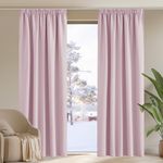 PONY DANCE Nursery Blackout Thermal Curtains for Girls Room - (W55 X L96, Pink, 1 Pair) Solid Pencil Pleat Thermal Insulated Curtains Type Super Soft Home Decorative Drapes for Babys' Room