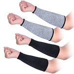 2 Pairs Forearm Protector Sleeve Cut Resistant Level 5 Protection Arm Sleeves 10" Comfortable Forearm Protector Thin Skin for Women Men Work(1 Black + 1 Gray)
