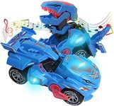 HUWAIREN Dinosaur Toys for 3-6 Year Old Boys for Kids Transforming Dinosaur Car with LED Light and Music Gifts for 4-7 Year Old (Blue)