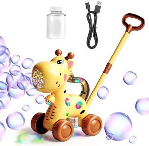 GEPROSMA Bubble Lawn Mower Machine Push along Toy for Kids Toddlers,Rechargeable Electric Automatic Bubble Gun Maker Blower/Rich Bubbles, for Outdoor Garden Games Party Favors Birthday Gifts