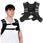 GYMAX 5kg/9kg/15kg Weight Vest, Strength Training Weighted Vests with Adjustable Buckles, Mesh Bag and Reflective Strip, Workout Vest for Adult & Child, Black(5kg)