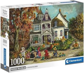 Clementoni - Jigsaw Puzzle 1000 Pieces with Poster for Adults - 70 x 50 cm - The Haunted House, Painting of Old House Kids at Halloween - Pauline Paquin Collection - Made in Italy Compact Box - 83014