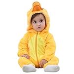 MICHLEY Newborn Baby Winter Hooded Romper Flannel Infant Jumpsuit Outfit, Duck, 6-12months, Size 80