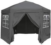 AIRWAVE 3.5M Hexagonal Pop Up Gazebo with 6 Side Panels, Water Resistant Canopy, Free Carry Bag Included - Grey