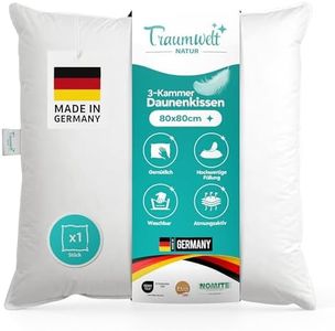 Traumwelt Natur Made in Germany 3-Kammer Daunen Kopfkissen 80x80 cm, weiß, Allergiker geeignet, Öko-Tex 100 Klasse 1 Zertifiziert, Downpass