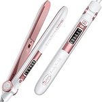 Deogra Tourmaline Ceramic Ionic Hair Straightener, Hair Straightener and Curler 2 in 1, Flat Irons for Black Women Hair, Professional Flat Iron Curling Iron in One, Dual Voltage, Auto Off, 1''