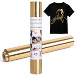 IModeur Metallic Gold Iron on Vinyl Roll - 30.5 x 305 cm Gold Heat Transfer Vinyl for Cricut Maker, Gold HTV Vinyl Roll for Shirt, Clothes, Hats, Pants, Other Fabric