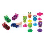 Baker Ross AG676 Mini Pull Back Racers-Pack of 6, for Kids Party Bag Fillers and Toys, 6 Pack & P355 Monster Jump, Assorted Novelty Party Favor Toys, Handheld Games or Kids Classroom Prizes , 1-Pack