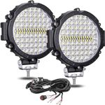 7 Inch Round LED Off Road Driving Lights with Wiring Harness, 120W 12000lm LED Light Pods Trucks Tractor LED Work Lights, Offroad Auxiliary Driving Fog Lights Snowmobile Golf Cart ATV UTV RV