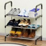 Lukzer 3-Tier Shoe Storage Rack | Space-Saving Free-Standing Organizer for Shoes | Ideal for Front Door, Closet, and Bedroom (Silver/68.5x57.5x28cm)