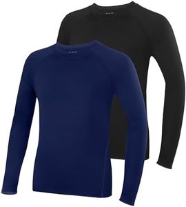 Roadbox Youth Boys Thermal Compression Shirt - Athletic Long Sleeve Fleece Undershirts for Kids Football Baseball Soccer Baselayer