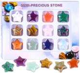 FORBY 12PCS Natural Star Shaped Gemstones Set 0.8inch Worry Stones Mini Star Crystal Polished Star Pocket Gems Star Shaped for DIY Meditaion Reiki Balancing Decor Rock Kids Beginners