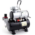 Fengda Airbrush Mini Compressor FD-186 with Powerful Constant Working Pressure/Strong Airflow/3L Air Tank, Regulator, Moisture trap for hobby, food decoration, body tattoo, graphic and so on