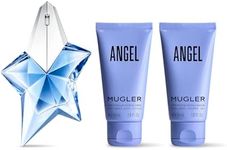 MUGLER Angel - Ambery & Woody - With Bergamot, Praline, and Patchouli - Long Lasting Fragrance - Fragrance, 0.8 Fl Oz, 1.6 Fl Oz Lotion, 1.6 Fl Oz Shower Gel ($135 Value)